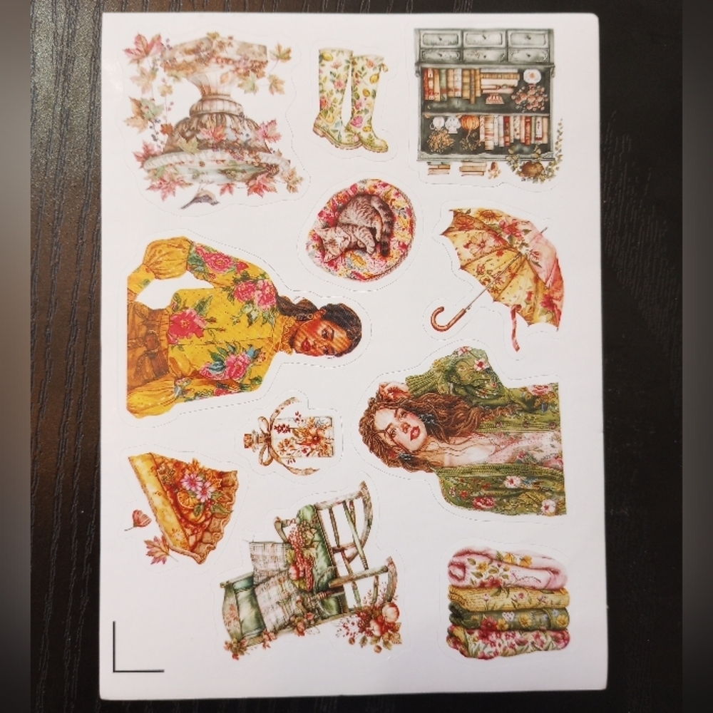 Vintage Floral Cottagecore Sticker Sheet Spring Summer Autumn Tones